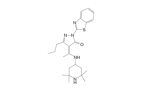 3H-pyrazol-3-one, 2-(2-benzothiazolyl)-2,4-dihydro-5-propyl-4-[1-[(2,2,6,6-tetramethyl-4-piperidinyl)amino]ethylidene]-, (4Z)-