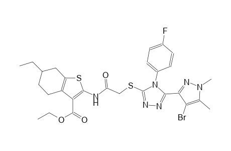 ethyl 2-[({[5-(4-bromo-1,5-dimethyl-1H-pyrazol-3-yl)-4-(4-fluorophenyl)-4H-1,2,4-triazol-3-yl]sulfanyl}acetyl)amino]-6-ethyl-4,5,6,7-tetrahydro-1-benzothiophene-3-carboxylate