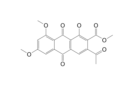 AUSTROCORTICONE-METHYLESTER;METHYL-3-ACETYL-1-HYDROXY-6,8-DIMETHOXY-9,10-DIOXO-9,10-DIHYDROANTHRACENE-2-CARBOXYLATE
