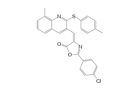 5(4H)-oxazolone, 2-(4-chlorophenyl)-4-[[8-methyl-2-[(4-methylphenyl)thio]-3-quinolinyl]methylene]-, (4E)-
