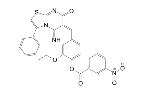 2-ethoxy-4-[(E)-(5-imino-7-oxo-3-phenyl-5H-[1,3]thiazolo[3,2-a]pyrimidin-6(7H)-ylidene)methyl]phenyl 3-nitrobenzoate