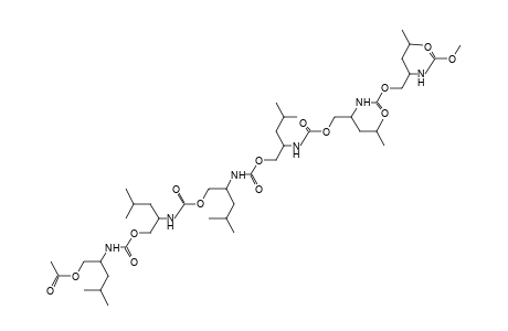 (-)-[1-(HYDROXYMETHYL)-3-METHYLBUTYL]CARBAMIC ACID, HEXAMOLECULAR ESTER, METHYL ESTER, ACETATE (ESTER)