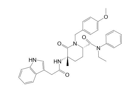(2S*,5S*)-5-(2-1H-Indol-3-ylacetylamino)-1-(4-methoxybenzyl)-5-methyl-6-oxopiperidine-2-carboxylic acid phenylethylamide