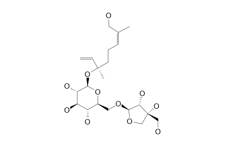 2,6-DIMETHYLOCTA-2,7-DIENE-1,6-DIOL-6-O-[6'-O-BETA-D-APIOFURANOSYL]-BETA-D-GLUCOPYRANOSIDE