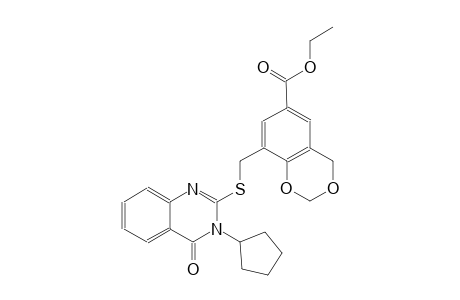 4H-1,3-benzodioxin-6-carboxylic acid, 8-[[(3-cyclopentyl-3,4-dihydro-4-oxo-2-quinazolinyl)thio]methyl]-, ethyl ester
