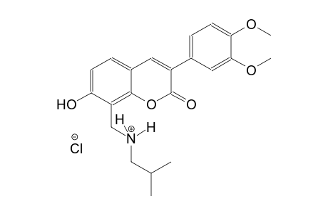 2H-1-benzopyran-8-methanaminium, 3-(3,4-dimethoxyphenyl)-7-hydroxy-N-(2-methylpropyl)-2-oxo-, chloride