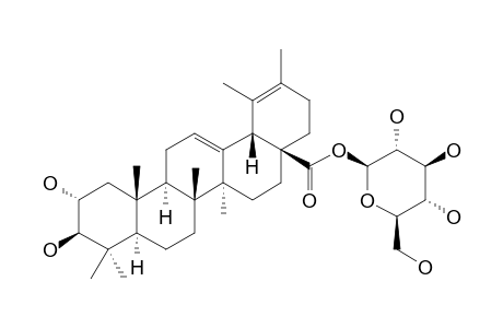 RUBUSIDE_D;2-ALPHA,3-BETA-DIHYDROXY-URS-12,19-DIEN-28_OIC_ACID_28-O-BETA-D-GLUCOPYRANOSIDE