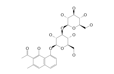 ORIENTALOSIDE;2-ACETYL-3-METHYL-1,8-DIHYDROXYNAPHTHALENE-8-O-BETA-D-GLUCOPYRANOSYL-(1->3)-BETA-D-GLUCOPYRANOSIDE