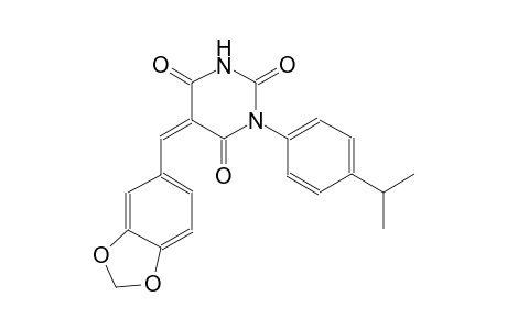 (5Z)-5-(1,3-benzodioxol-5-ylmethylene)-1-(4-isopropylphenyl)-2,4,6(1H,3H,5H)-pyrimidinetrione