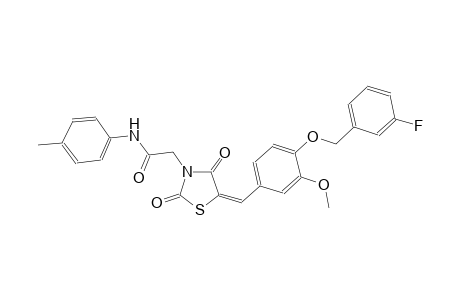 2-((5E)-5-{4-[(3-fluorobenzyl)oxy]-3-methoxybenzylidene}-2,4-dioxo-1,3-thiazolidin-3-yl)-N-(4-methylphenyl)acetamide