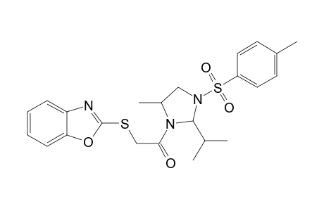 2-(1,3-benzoxazol-2-ylsulfanyl)-1-[2-isopropyl-5-methyl-3-(p-tolylsulfonyl)imidazolidin-1-yl]ethanone