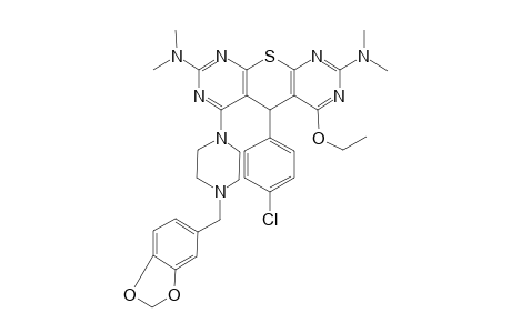 2,8-Bis(dimethylamino)-6-ethoxy-5-(4-chlorophenyl)-4-(4-piperon-5-ylpiperazino)-5H-thiopyrano[2,3-d:6,5-d']dipyrimidine