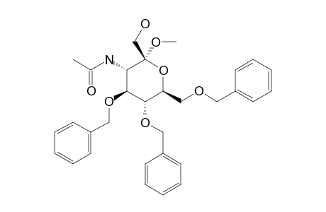3-ACETAMIDO-4,5,7-TRI-O-BENZYL-3-DEOXY-2-O-METHYL-ALPHA-D-GLUCOHEPT-2-ULOPYRANOSE