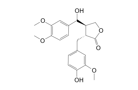 (2R,3R)-2-(4"-Hydroxy-3"-methoxybenzyl)-3-(3',4'-dimethoxy.alpha.-hydroxybenzyl)butyrolactone