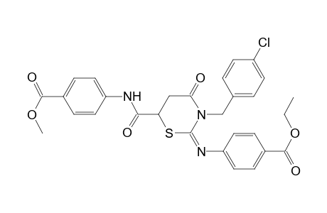 Benzoic acid, 4-[[3-[(4-chlorophenyl)methyl]tetrahydro-6-[[[4-(methoxycarbonyl)phenyl]amino]carbonyl]-4-oxo-2H-1,3-thiazin-2-yliden]amino]-, ethyl ester
