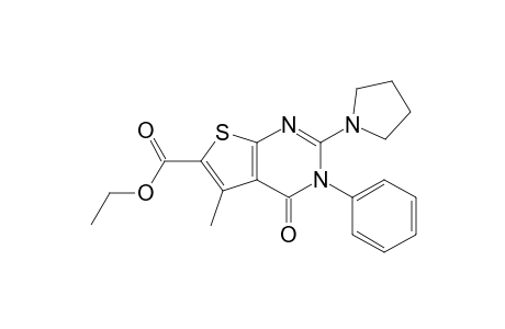 Ethyl 3,4-dihydro-5-methyl-4-oxo-3-phenyl-2-(pyrrolidin-1-yl)thieno[2,3-d]pyrimidine-6-carboxylate