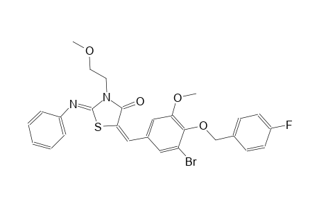 (2Z,5E)-5-{3-bromo-4-[(4-fluorobenzyl)oxy]-5-methoxybenzylidene}-3-(2-methoxyethyl)-2-(phenylimino)-1,3-thiazolidin-4-one
