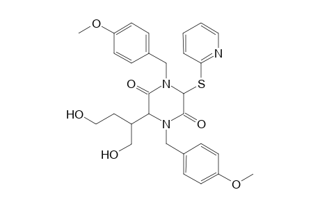 syn-1,4-Bis(p-methobenzyl)-3-(2'-thiopyridyl)-6-(1''-(hydroxymethyl)-3''-(hydroxypropyl)-2,5-piperazinedione