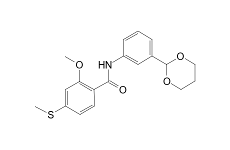 N-[3-(1,3-dioxan-2-yl)phenyl]-2-methoxy-4-(methylthio)benzamide