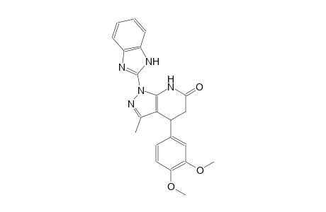 6H-pyrazolo[3,4-b]pyridin-6-one, 1-(1H-benzimidazol-2-yl)-4-(3,4-dimethoxyphenyl)-1,4,5,7-tetrahydro-3-methyl-