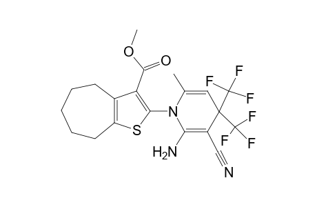 2-[2-amino-3-cyano-6-methyl-4,4-bis(trifluoromethyl)-1-pyridinyl]-5,6,7,8-tetrahydro-4H-cyclohepta[b]thiophene-3-carboxylic acid methyl ester
