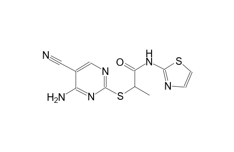 propanamide, 2-[(4-amino-5-cyano-2-pyrimidinyl)thio]-N-(2-thiazolyl)-