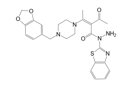 (2Z)-2-acetyl-3-[4-(1,3-benzodioxol-5-ylmethyl)-1-piperazinyl]-N-(1,3-benzothiazol-2-yl)-2-butenohydrazide