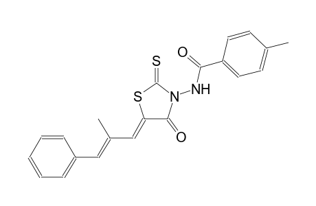 4-methyl-N-{(5Z)-5-[(2E)-2-methyl-3-phenyl-2-propenylidene]-4-oxo-2-thioxo-1,3-thiazolidin-3-yl}benzamide