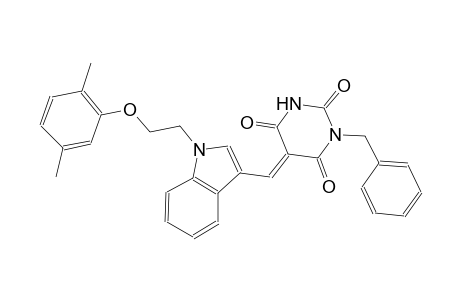 (5E)-1-benzyl-5-({1-[2-(2,5-dimethylphenoxy)ethyl]-1H-indol-3-yl}methylene)-2,4,6(1H,3H,5H)-pyrimidinetrione