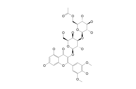 SYRINGETIN-3-O-BETA-D-[6''-O-ACETYLGLUCOPYARNOSYL-(1->3)-BETA-D-GALACTOPYRANOSIDE];3,5,7,4'-TETRAHYDROXY-3',5'-DIMETHOXYFLAVONE-3-O-BETA-D-[6''-O-ACE