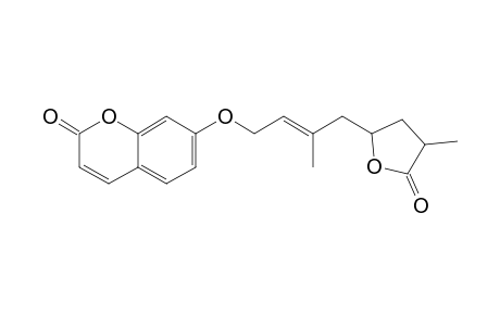 EXCAVATIN-G;7-[(2E)-4-(2,3,4,5-TETRAHYDRO-3-METHYL-2-OXO-5-FURANYL)-3-METHYLBUT-2-ENYLOXY]-COUMARIN