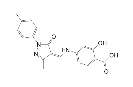 2-hydroxy-4-({(Z)-[3-methyl-1-(4-methylphenyl)-5-oxo-1,5-dihydro-4H-pyrazol-4-ylidene]methyl}amino)benzoic acid