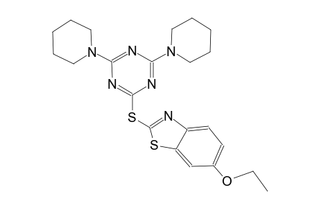 2-{[4,6-di(1-piperidinyl)-1,3,5-triazin-2-yl]sulfanyl}-6-ethoxy-1,3-benzothiazole