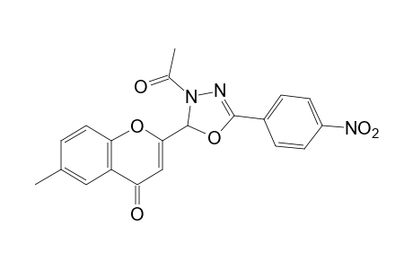 2-(3-acetyl-5-(4-nitrophenyl)-2,3-dihydro-1,3,4-oxadiazol-2-yl)-6-methyl-4H-chromen-4-one