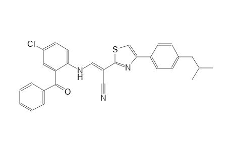 (2E)-3-(2-benzoyl-4-chloroanilino)-2-[4-(4-isobutylphenyl)-1,3-thiazol-2-yl]-2-propenenitrile
