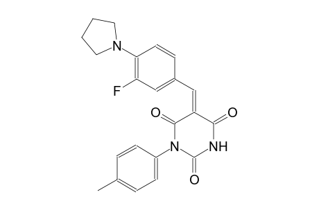 (5Z)-5-[3-fluoro-4-(1-pyrrolidinyl)benzylidene]-1-(4-methylphenyl)-2,4,6(1H,3H,5H)-pyrimidinetrione