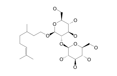 CITRONELLYL-BETA-SOPHOROSIDE;CITRONELLYL-2-O-BETA-D-GLUCOPYRANOSYL-BETA-D-GLUCOPYRANOSIDE