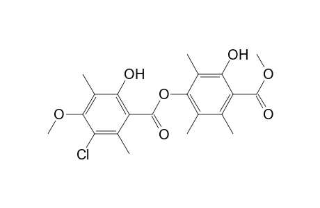 Benzoic acid, 3-chloro-6-hydroxy-4-methoxy-2,5-dimethyl-, 3-hydroxy-4-(methoxycarbonyl)-2,5,6-trimethylphenyl ester