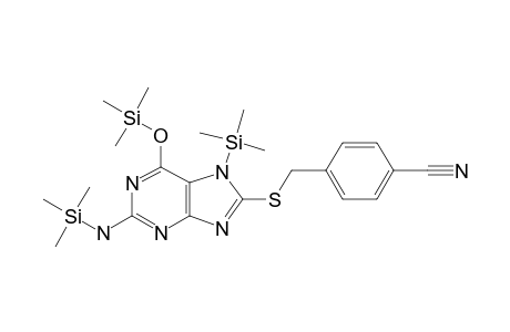 4-{[(2-amino-6-hydroxy-7H-purin-8-yl)sulfanyl]methyl}benzonitrile, 3tms