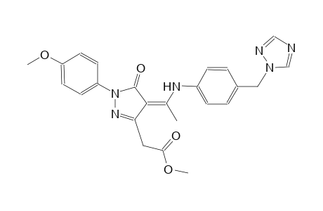 1H-pyrazole-3-acetic acid, 4,5-dihydro-1-(4-methoxyphenyl)-5-oxo-4-[1-[[4-(1H-1,2,4-triazol-1-ylmethyl)phenyl]amino]ethylidene]-, methyl ester, (4Z)-