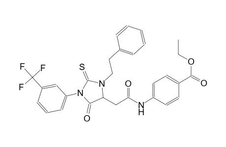 ethyl 4-[({5-oxo-3-(2-phenylethyl)-2-thioxo-1-[3-(trifluoromethyl)phenyl]-4-imidazolidinyl}acetyl)amino]benzoate