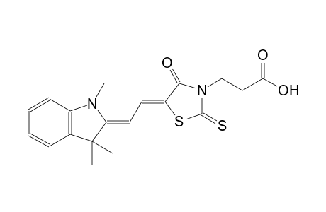 3-{(5Z)-4-oxo-2-thioxo-5-[(2Z)-2-(1,3,3-trimethyl-1,3-dihydro-2H-indol-2-ylidene)ethylidene]-1,3-thiazolidin-3-yl}propanoic acid