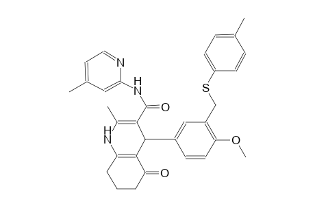 4-(4-methoxy-3-{[(4-methylphenyl)sulfanyl]methyl}phenyl)-2-methyl-N-(4-methyl-2-pyridinyl)-5-oxo-1,4,5,6,7,8-hexahydro-3-quinolinecarboxamide