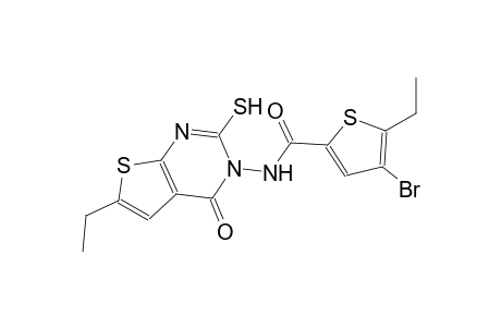 4-bromo-5-ethyl-N-(6-ethyl-4-oxo-2-sulfanylthieno[2,3-d]pyrimidin-3(4H)-yl)-2-thiophenecarboxamide