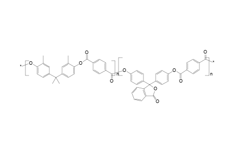 Copolyester from 3,3'-dimethylbisphenol a, phenolphthalein (1:1) and terephthalic acid