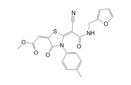 methyl (2E)-[(2E)-2-{1-cyano-2-[(2-furylmethyl)amino]-2-oxoethylidene}-3-(4-methylphenyl)-4-oxo-1,3-thiazolidin-5-ylidene]ethanoate