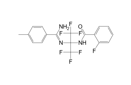 2-Fluoro-N-[2,2,2-trifluoro-1-[(4-methyl-benzimidoyl)-amino]-1-trifluoromethyl-ethyl]-benzamide