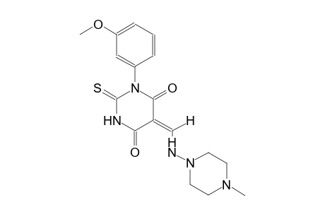 (5E)-1-(3-methoxyphenyl)-5-{[(4-methyl-1-piperazinyl)amino]methylene}-2-thioxodihydro-4,6(1H,5H)-pyrimidinedione