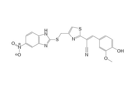 (2E)-3-(4-hydroxy-3-methoxyphenyl)-2-(4-{[(5-nitro-1H-benzimidazol-2-yl)sulfanyl]methyl}-1,3-thiazol-2-yl)-2-propenenitrile