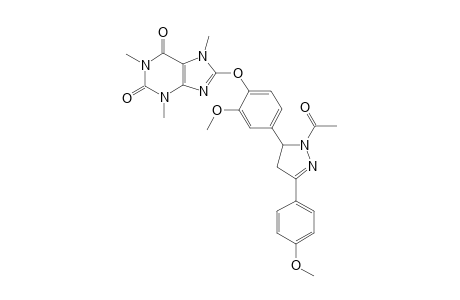 1-Acetyl-5-((4-(2,6-dioxo-1,3,7-trimethyl-2,3,6,7-tetrahydro-1H-purine-8-yl)oxy)-3-methoxyphenyl)-3-(4-methoxyphenyl)-4,5-dihydro-1H-pyrazole